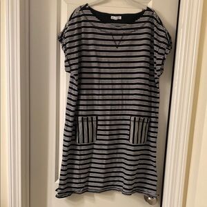 Talbots black and white Striped Dress